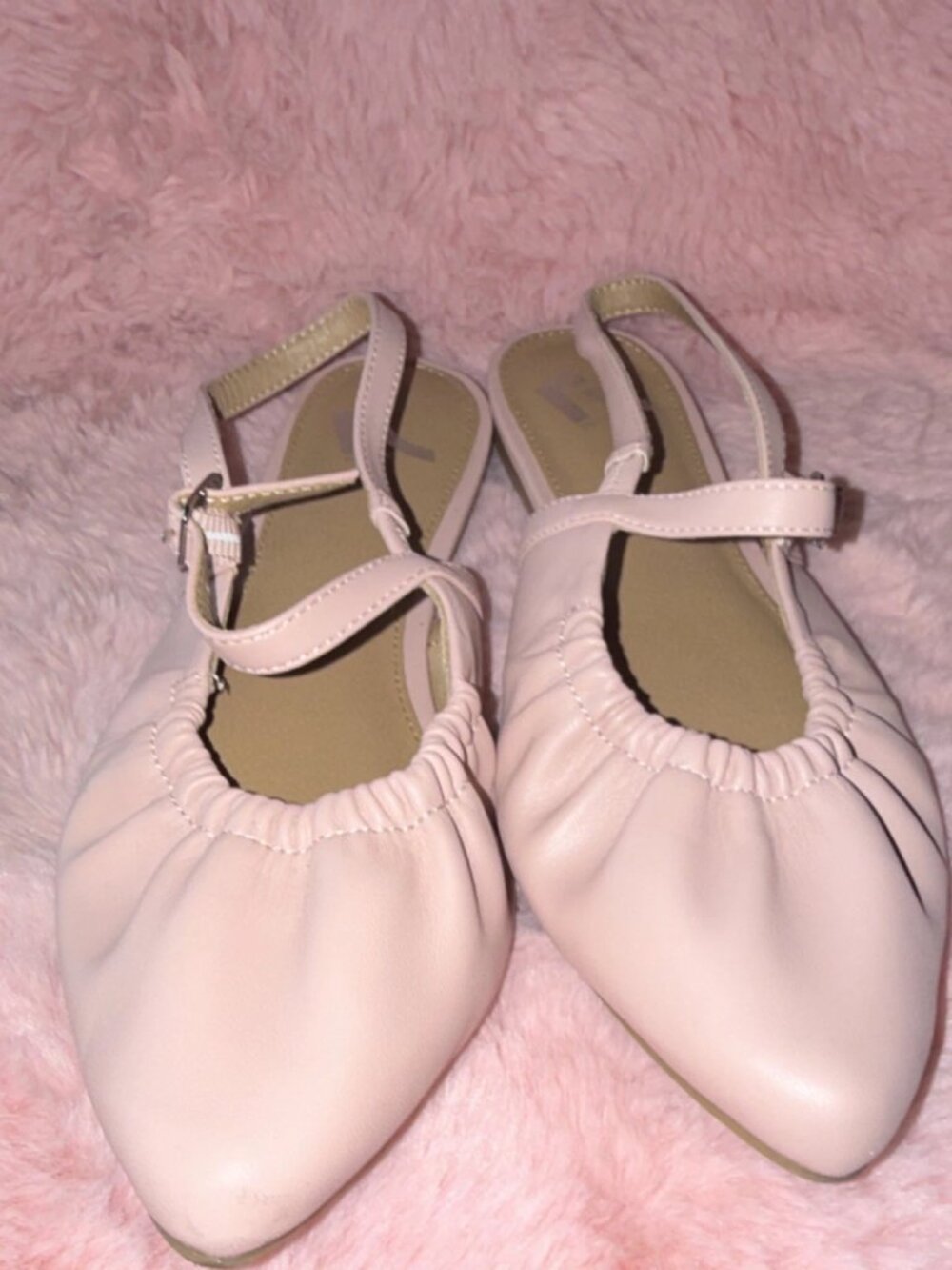 Report Ruched Strap Light Pink Synthetic Flats Pointed Toe Women